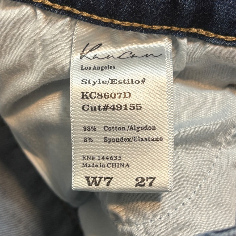 KanCan Los Angeles Distressed Frayed Hem Denim Shorts Dark Wash Size 27 W7 - Picture 4 of 9